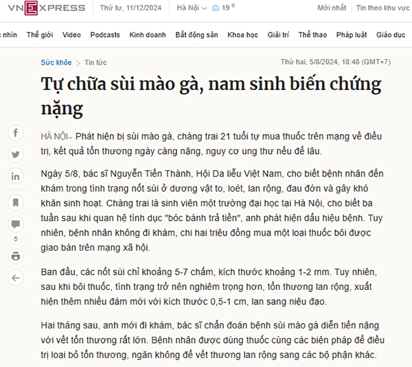 tự chữa sùi mào gà bằng thuốc